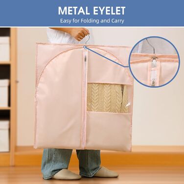 Прозорі мішки для одягу на вішалку, 101,6 см, 5 шт. - мішки для костюмів, шафа, пластик, водонепроникні, на блискавці, для мантій, курток, прозорі, рожеві, 43' - 2 шт.