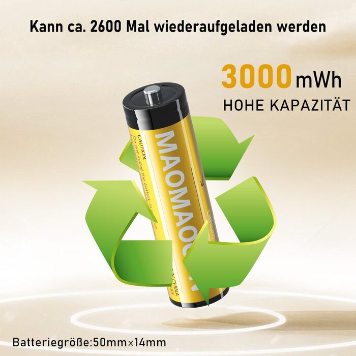 8 Li-Ion AA акумулятори з зарядним пристроєм, перезаряджувані батарейки AA, 1.5V, 3000mAh, Mignon AA, з функцією заряджання та зберігання