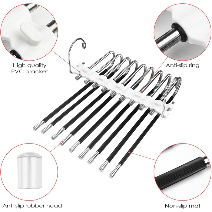 Фальшбагети для штанів 2 шт. з нержавіючої сталі, складні, з антиковзким покриттям. Підходять для штанів, одягу, рушників, шарфів, джинсів