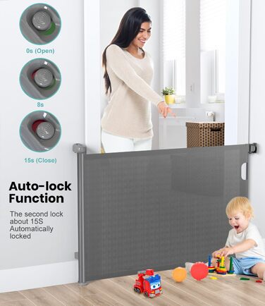 Захист для дитячих воріт Nalezuns, висувний, 0-180 см, сірий, для дітей