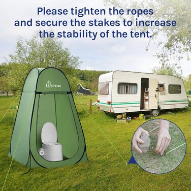 WolfWise Pop Up Shower Tent with Privacy Screen - Portable Toilet Tent, Green