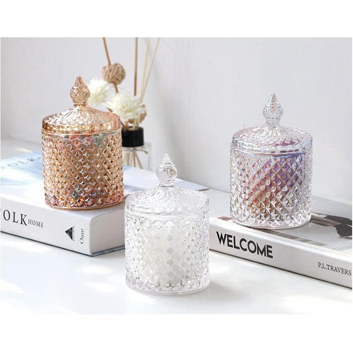 Контейнер для ватних паличок та дисків 2 шт. Прозорий скляний органайзер для ванної кімнати, туалетного столика. Підходить для ватних паличок, дисків, солі для ванни.