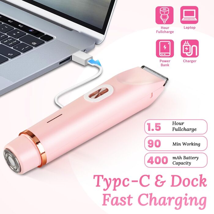 Електричний жіночий триммер Silky Splash 2-в-1 для бікіні та тіла, водонепроникний, USB, рожевий