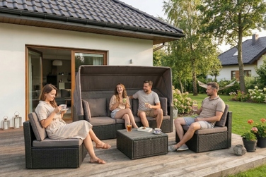 Комплект садових меблів із техноротанга MEBEL ELITE, чорний, 4 предмети