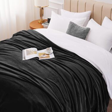 CozyLux Пухнаста ковдра для дивану 150x200 см - тепла та м'яка ковдра для чотирьох сезонів, флісова ковдра для софи/ліжка/дивану (2 шт., чорний)