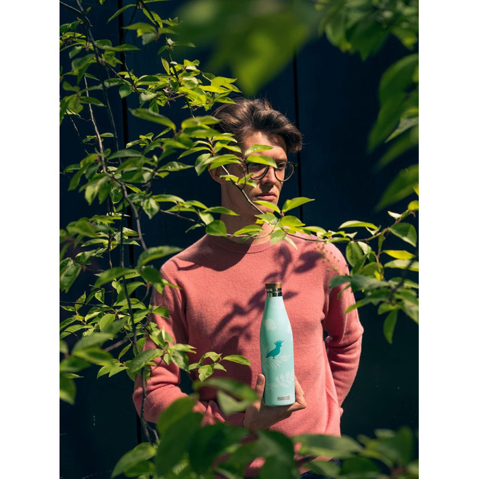 SIGG - Insulated Drinking Bottle - Meridian - Leak-proof - Extra slim - BPA-free - Plastic-free - Double-walled 18/8 Stainless Steel - Bamboo Screw Cap - 0.5L / 0.7L (Sumatra Birds, Sumatra 0.5 L)