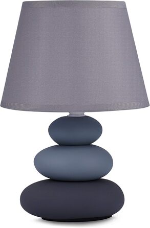 Нічна лампа 'Ліна' - керамічна настільна лампа з тканинним абажуром, сумісна з LED, E14, 230V (Сірий/Матовий)