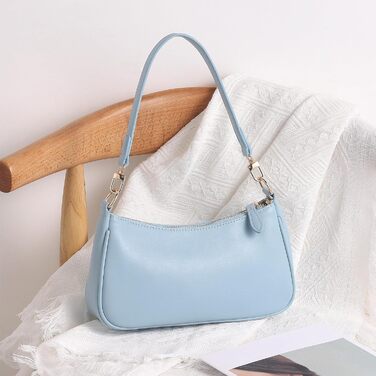 Сумка жіноча WantGor Clutch Tote через плече міні Hobo Bag блакитна екошкіра ретро