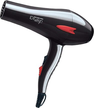 Професійний фен для волосся ID Italian Design з насадкою для укладки, 3 температурні та 2 режими швидкості, 2200W (темно-сірий)