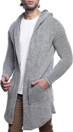 Чоловічий кардиган Carisma з капюшоном, довгий, сірий, розмір L