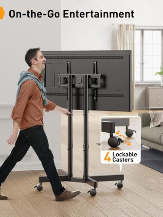 Підставка для телевізора Perlegear з роликами, 32-70 дюймів, плазма/LCD/LED, регулювання висоти та нахилу (-15° до +5°), до 40 кг, VESA 400x400 мм