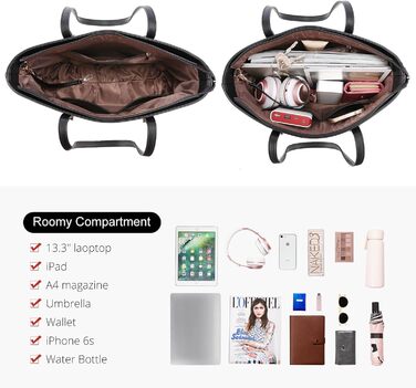 Сумка жіноча LOVEVOOK шопер шкіряний 3-в-1 чорна (C Schwarz) велика містка