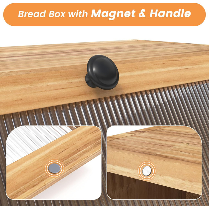 YOUDENOVA Скринька для хліба з дощечкою для нарізання, дерев'яний кошик для хліба, коробка для зберігання, бамбукова коробка для хліба, солі та перечниці, 39x25x20 (ДхШхВ) см, (Bois)