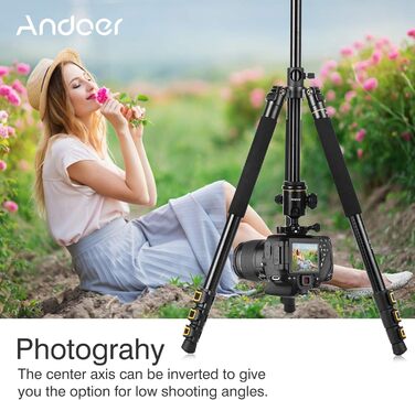 Штатив Andoer 2-в-1 з алюмінію, 200 см, для камери, з кульковою головкою 360°, вантажопідйомність 8 кг, з сумкою для подорожей