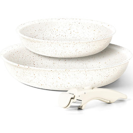 Набір сковорідок Michelangelo з антипригарним покриттям, індукційні, 20/24/28 см, знімний ручка, до 240°C, чорний