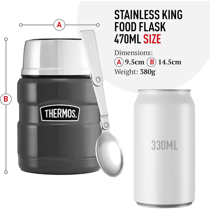 Термос King Thermoskanne / Thermosflasche для їжі, 0.47 л, нержавіюча сталь, Червоний (Cranberry Red)