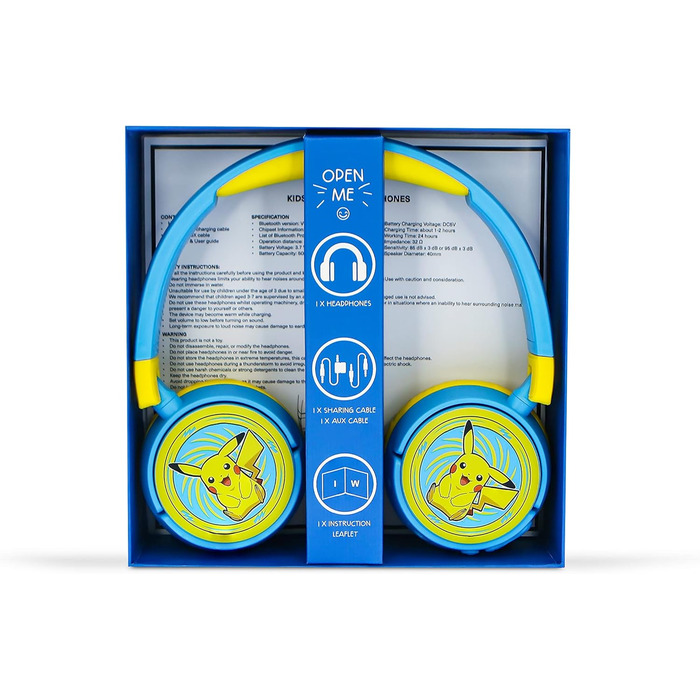 Бездротові навушники Pokemon Pikachu для дітей OTL Technologies, Bluetooth, складні