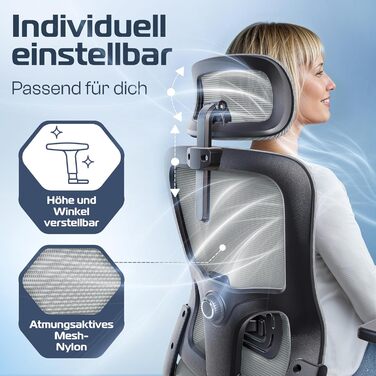 Ергономічне крісло SmartSeat для офісу та дому | Регульоване, 150 кг, для роботи та геймінгу (Антрацит)