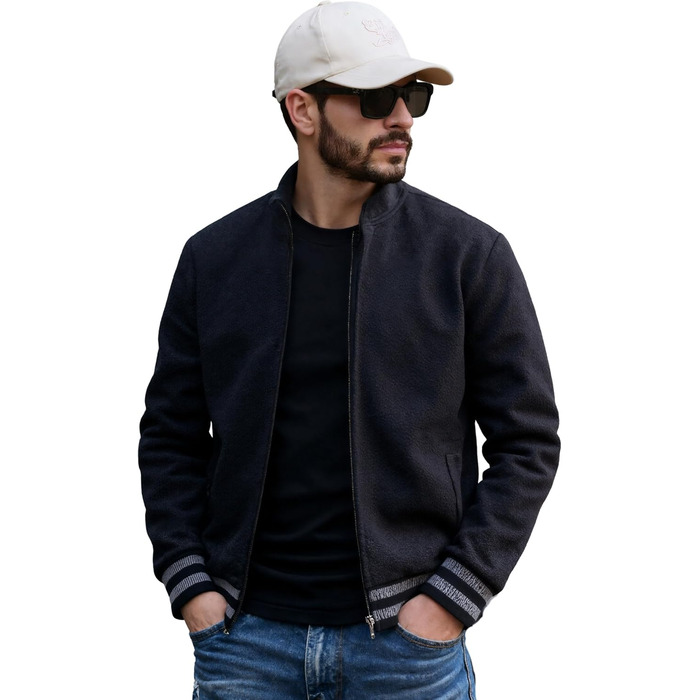 Чоловіча в'язана жилетка з кишенями, стійким коміром, флісовою підкладкою, кардиган, повсякденний зимовий одяг, в'язана куртка з блискавкою, теплий зимовий верхній одяг, чорний, L