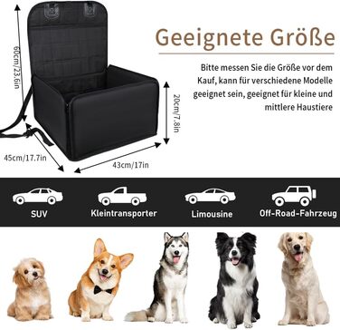 Автомобільний лежак для собак, стабільний бокс для собак на заднє сидіння, водонепроникний, чорний