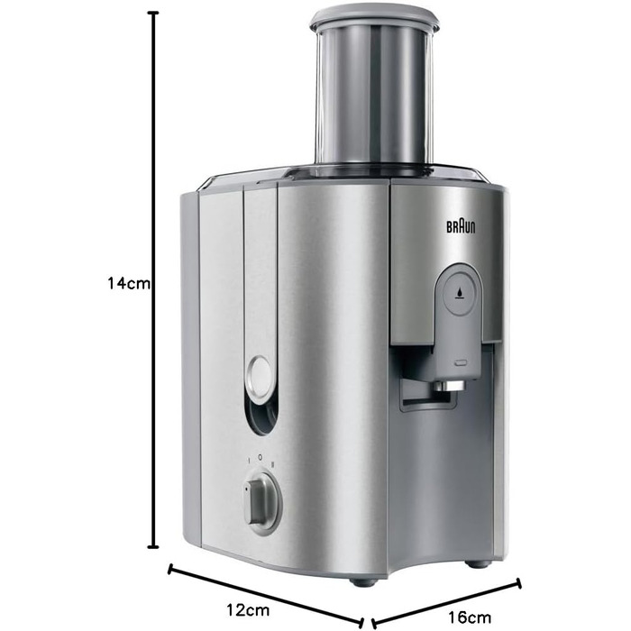 Центрифужна соковижималка Braun MultiQuick 7, 1000 Вт, завантажувальний отвір 75 мм, срібляста