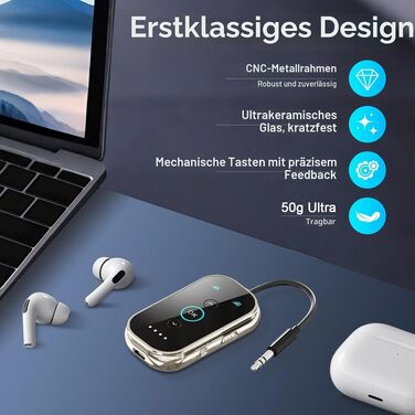Bluetooth 5.4 адаптер-ресивер 2-в-1 SINZONeu з aptX HD та Dual Link для ТВ, авто та літака, підтримка двох навушників одночасно