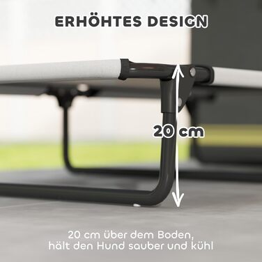 PawHut Лежанка для собак Outdoor, піднята лежанка для великих собак, складана, з сітчастою рамою зі сталі, для відпочинку на вулиці, кемпінгу, 107x61x20 см, сірий колір