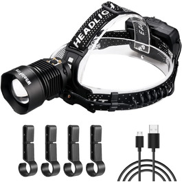 Налобний ліхтар WholeFire LED XHP90, 15000 люмен, USB акумулятор, водонепроникний, зум, потужний світильник для кемпінгу, бігу