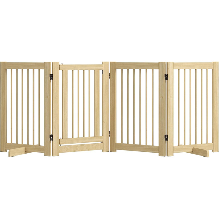 Захисне загородження для собак PawHut - 204 x 75 см, 4 панелі, білий, з натурального дерева