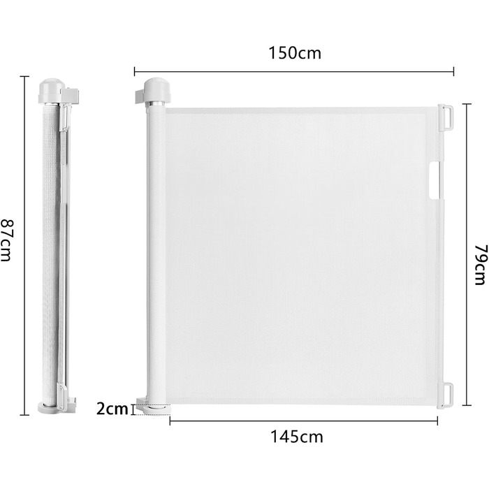 Захист для воріт NAIZY Rollo 0-150см: сітка для дитячих воріт, захист від собак, ролетна конструкція, білий