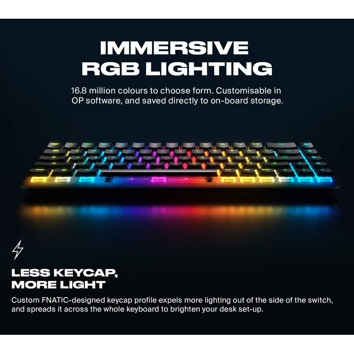 Механічна ігрова клавіатура Fnatic STREAK65 з RGB-підсвічуванням та швидкими срібними перемикачами (65% layout, DE/QWERTZ)