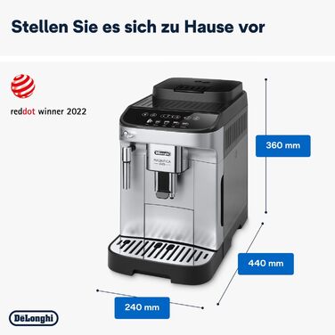 De'Longhi Magnifica Evo ECAM 292.33.SB Fully Automatic Coffee Machine with Milk Frother, 5 Direct Buttons for Espresso, Coffee, and Specialty Coffees, Intuitive Control Panel, 2-Cup Function, Silver/Black