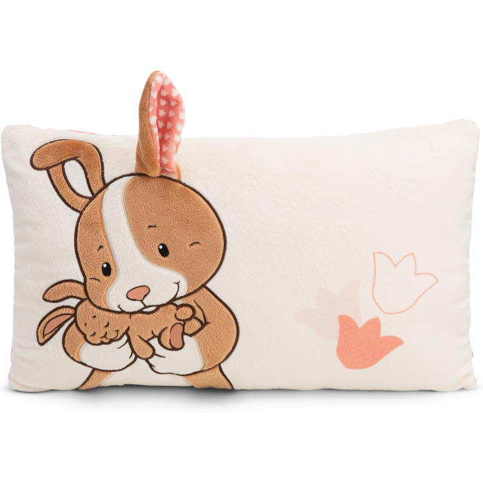 NICI Подушка Зайчик Hopsala та його Малюк 43x25 см, коричнева, м’яка плюшева іграшка-подушка для дітей і дорослих, ідеальна для дому, дитсадка чи подорожей