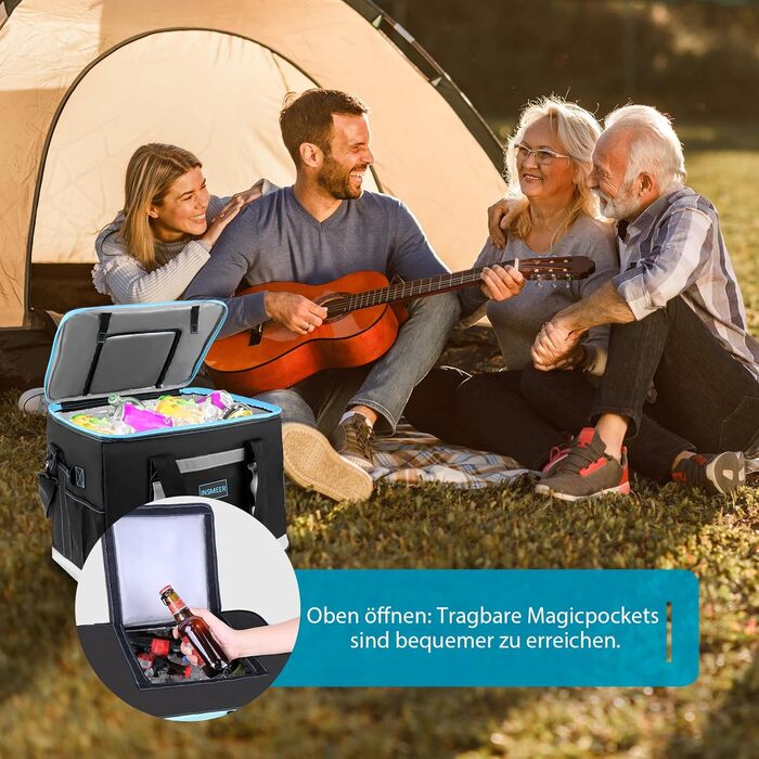 Сумка-холодильник INSMEER 48L: велика, для 65 банок, XXL, водонепроникна, для пікніків, кемпінгу, пляжу