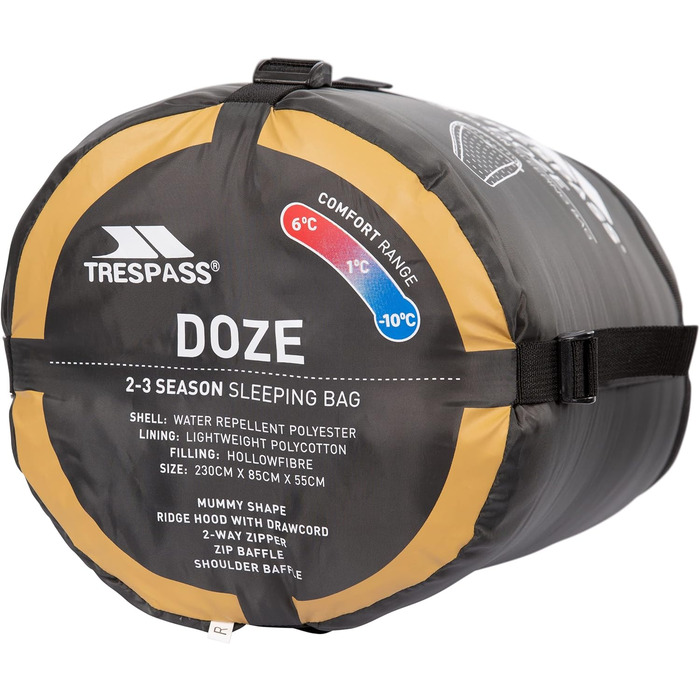 Сплячий мішок Trespass Doze DREI на три сезони, 230x85x55 см, універсальний розмір, колір «Королівський синій»