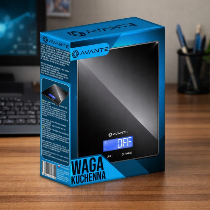 Кухонна вага Avante: високоточна, 1 г / 5000 г, функція TARA, чорна, 5 кг