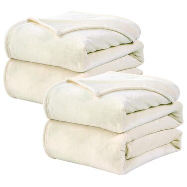 WAVVE Плед м'який, теплий, флісовий 150x200 см - 2 шт. (кремовий)