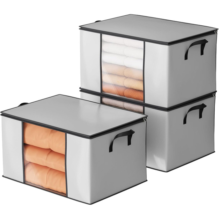 Контейнер для зберігання одягу та взуття Oak & Tea 90L з прозорим віконцем, водонепроникний, 60x43x35 см