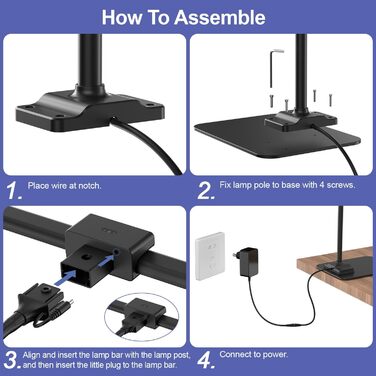 LED Desk Lamp with Adjustable Brightness, 1200 Lumens Dual Head Clamp-On for Home Office, Eye Protection Gooseneck Table Lamp, Monitor Light with 5 Color Temperature & Brightness Levels (Black Dual-Head Metal Base)