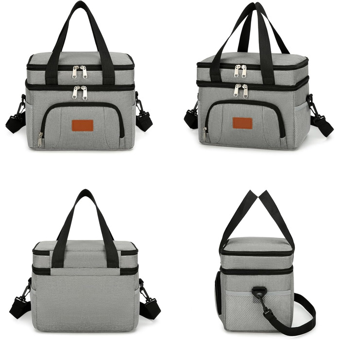 Термосумка JANSBEN для 12 банок: компактна, ізольована, з 6 відділеннями для пікніка, роботи та авто (сіра)