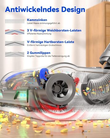 Бездротовий акумуляторний пилосос H9 58000Pa/650W з LED-екраном та турбощіткою для тварин, килимів та твердих підлог (блакитний)