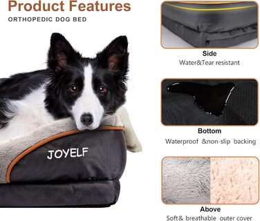 JOYELF XLarge Memory Foam Dog Bed, Orthopedic Dog Bed & Sofa with Removable, Washable Cover and Squeaky Toy as a Gift