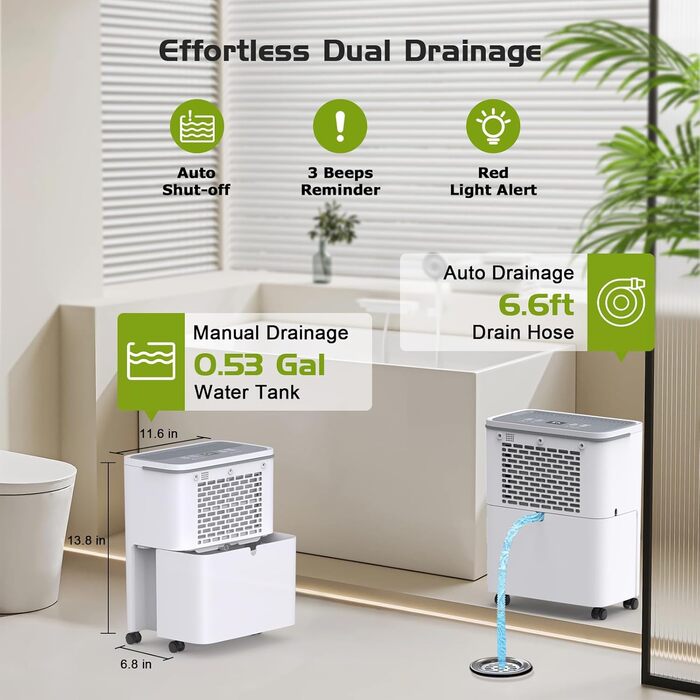 Електричний осушувач повітря COLAZE 20л/24г, для дому, підвалу, квартири, вітальні. Тиха робота, осушувач повітря для приміщень до 150м³ (50м²).