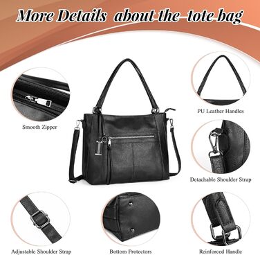 BAIGIO Комплект сумок жіночих: сумка-шопер середнього розміру, кросбоді та гаманець зі штучної шкіри, чорний