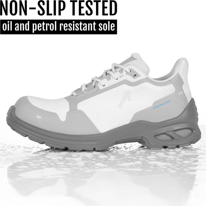 Робочі черевики ACE Constructor S3 - легкі, неслизькі та водовідштовхувальні - захисне взуття для жінок та чоловіків 44 EU білі