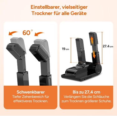 DR.PREPARE Shoe Dryer Electric with 3 Modes and Timer for Leather Shoes, Soccer Shoes, Ski Boots, Socks, and Hats, 360° Effective Drying