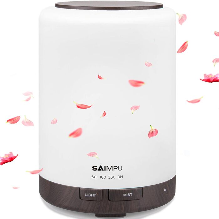 Ароматичний дифузор з ефірними оліями, ультразвуковий, 300 мл, 7 кольорів LED, для дому, офісу, йоги, спа (колір: коричневий/чорний)