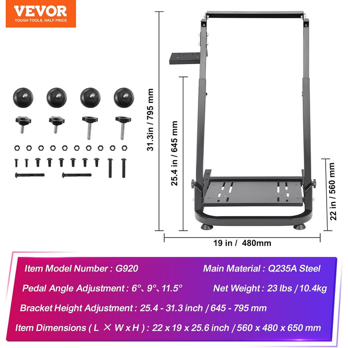 Стійка для керма Logitech G27, G25, G29, G920 (Happybuy VEVOR) - велика, біла