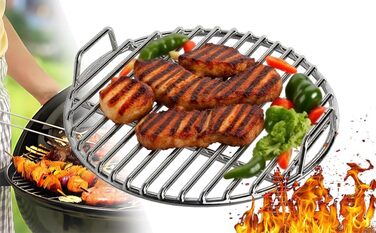 Решітка для гриля з нержавіючої сталі, круглі, різні розміри, для барбекю, кемпінгу, саду. Міцна зварна конструкція, легке очищення, рівномірний нагрів (Ø30 см)