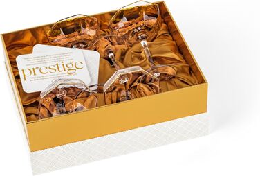 Набір з 4 склянок GLASSIQUE CADEAU Prestige для Еспресо Мартіні, дайкірі, коктейлів та шампанського. 150 мл, з золотим обідком, грановані, з довгим ніжкою.